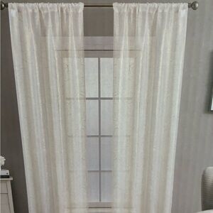 Sheer Cream Embroidery with light gold Curtain Panels 4 sets of 2